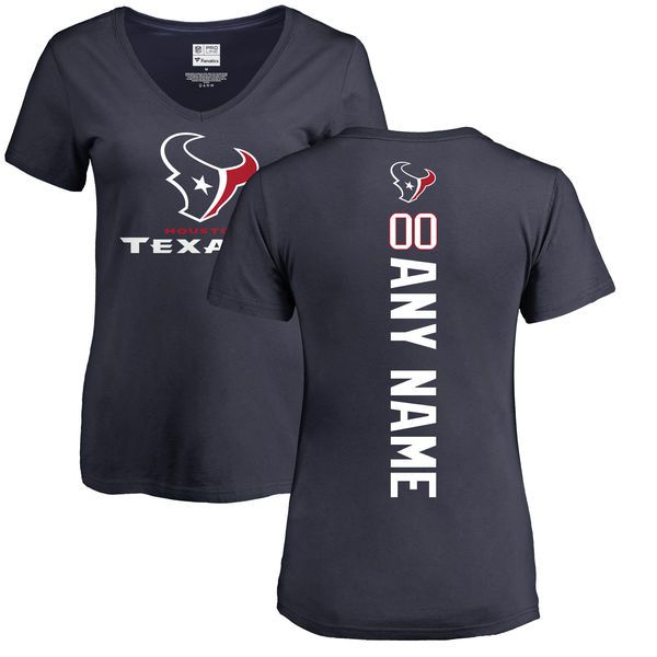 WoMen Houston Texans NFL Pro Line Navy Personalized Backer Slim Fit T-Shirt